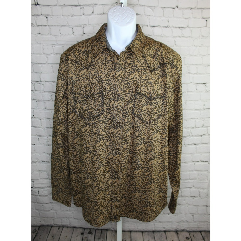 Cody James Men Shirt Large Western Long Sleeve Pearl Snap Cotton Rare Design EUC